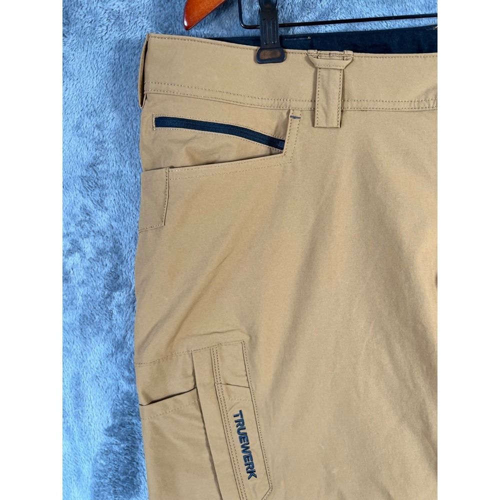 Truewerk T1 WerkShort Mens 42x11 Brown Work Cargo Performance Stretch Shorts - Picture 7 of 15